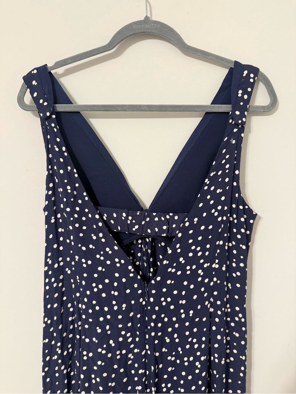 Anthropologie HD in Paris Tallulah Polka Dot Navy Wide Leg Jumpsuit - Picture 6 of 9